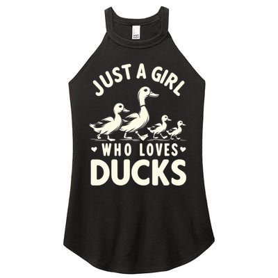 Just A Girl Who Loves Ducks Funny Duck Lover Women's Perfect Tri Rocker Tank