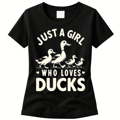 Just A Girl Who Loves Ducks Funny Duck Lover Womens T-Shirt