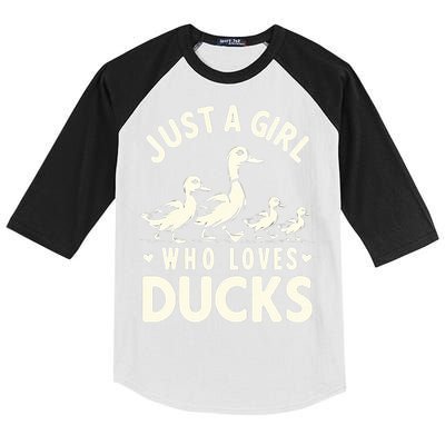 Just A Girl Who Loves Ducks Funny Duck Lover Kids Colorblock Raglan Jersey