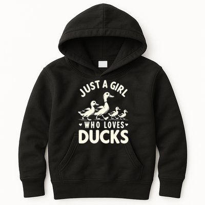 Just A Girl Who Loves Ducks Funny Duck Lover Kids Hoodie