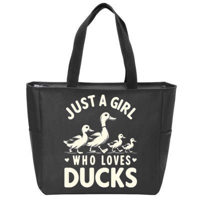 Just A Girl Who Loves Ducks Funny Duck Lover Zip Tote Bag