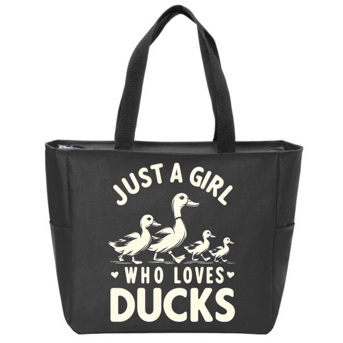 Just A Girl Who Loves Ducks Funny Duck Lover Zip Tote Bag