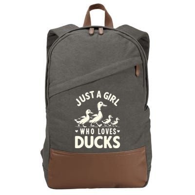 Just A Girl Who Loves Ducks Funny Duck Lover Cotton Canvas Backpack