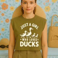 Just A Girl Who Loves Ducks Funny Duck Lover Garment-Dyed Women's Muscle Tee