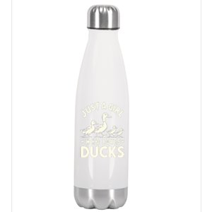 Just A Girl Who Loves Ducks Funny Duck Lover Stainless Steel Insulated Water Bottle