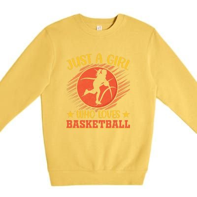 Just A Girl Who Loves Basketball Gift Premium Crewneck Sweatshirt