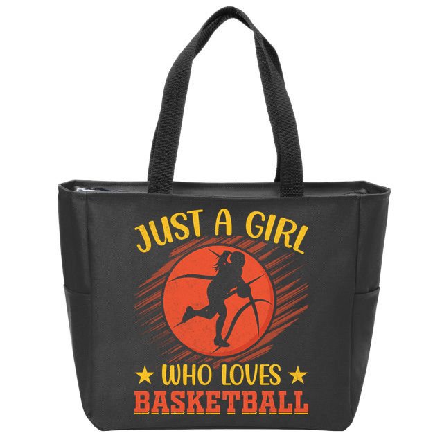 Just A Girl Who Loves Basketball Gift Zip Tote Bag