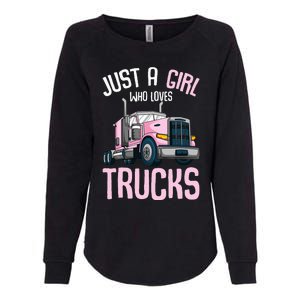 Just A Girl Who Loves Trucks Semi Truck Trucker Womens California Wash Sweatshirt