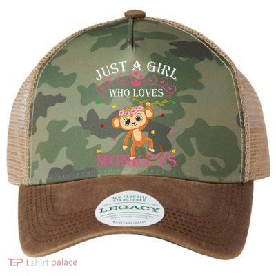 Just A Girl Who Loves Monkeys Cute Monkey Lover Kids Legacy Tie Dye Trucker Hat