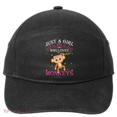 Just A Girl Who Loves Monkeys Cute Monkey Lover Kids 7-Panel Snapback Hat