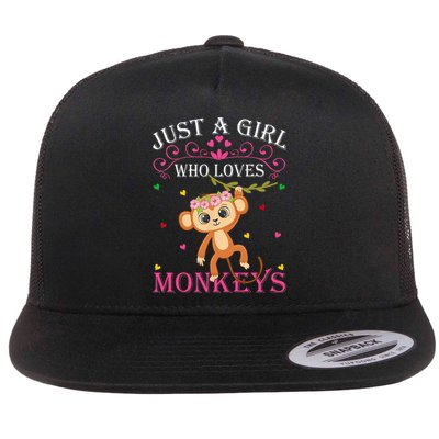 Just A Girl Who Loves Monkeys Cute Monkey Lover Kids Flatbill Hat