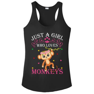 Just A Girl Who Loves Monkeys Cute Monkey Lover Kids Ladies PosiCharge Competitor Racerback Tank