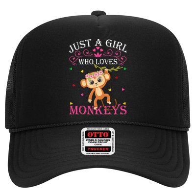 Just A Girl Who Loves Monkeys Cute Monkey Lover Kids Trucker Hat