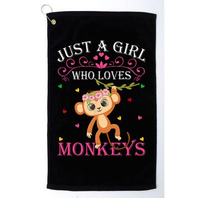 Just A Girl Who Loves Monkeys Cute Monkey Lover Kids Golf Towel