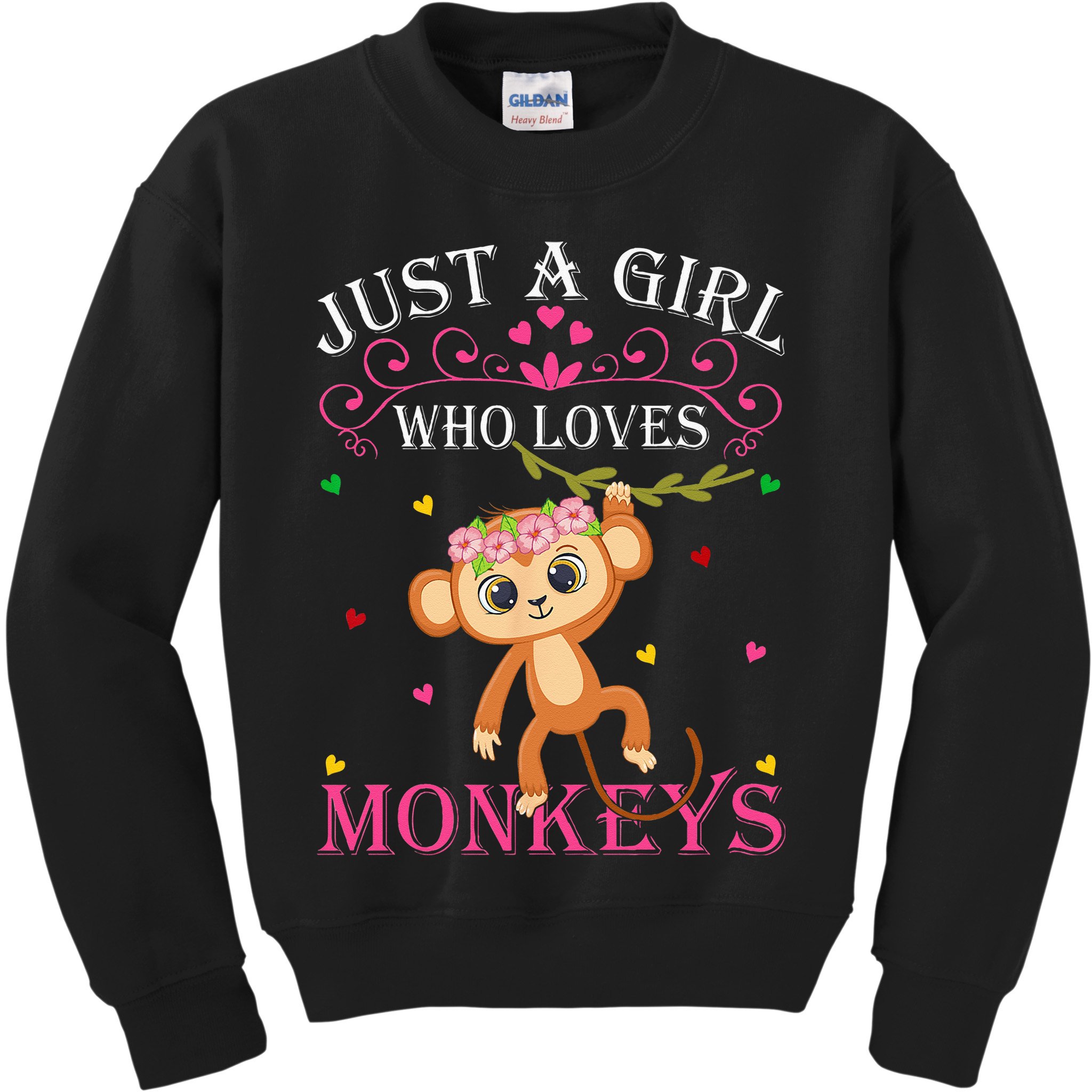 Just A Girl Who Loves Monkeys Cute Monkey Lover Kids Kids Sweatshirt