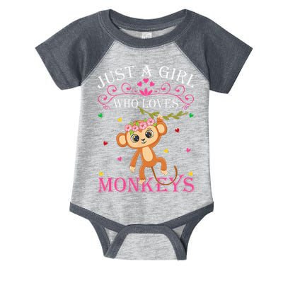 Just A Girl Who Loves Monkeys Cute Monkey Lover Kids Infant Baby Jersey Bodysuit
