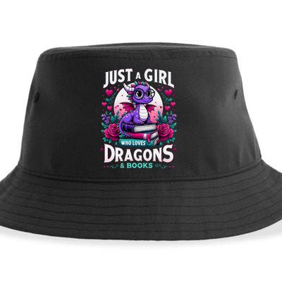 Just A Girl Who Loves Dragons And Books Dragon Reading Sustainable Bucket Hat