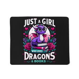 Just A Girl Who Loves Dragons And Books Dragon Reading Mousepad