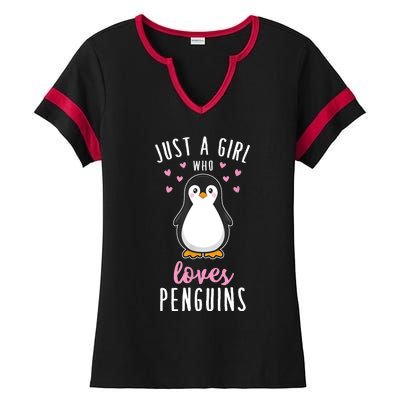 Just A Girl Who Loves Penguins Gift Cute Nature Toddlers Gift Ladies Halftime Notch Neck Tee