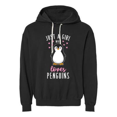 Just A Girl Who Loves Penguins Gift Cute Nature Toddlers Gift Garment-Dyed Fleece Hoodie