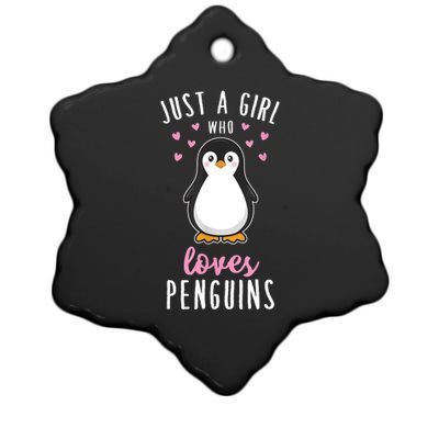 Just A Girl Who Loves Penguins Gift Cute Nature Toddlers Gift Ceramic Star Ornament