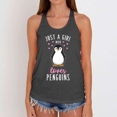 Just A Girl Who Loves Penguins Gift Cute Nature Toddlers Gift Women's Knotted Racerback Tank