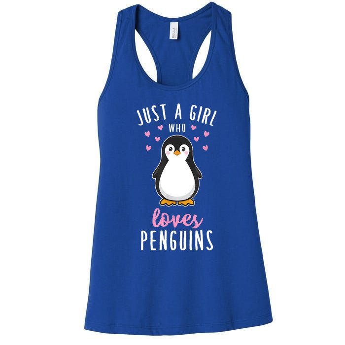 Just A Girl Who Loves Penguins Gift Cute Nature Toddlers Gift Women's Racerback Tank