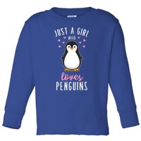 Just A Girl Who Loves Penguins Gift Cute Nature Toddlers Gift Toddler Long Sleeve Shirt