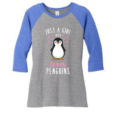 Just A Girl Who Loves Penguins Gift Cute Nature Toddlers Gift Women's Tri-Blend 3/4-Sleeve Raglan Shirt