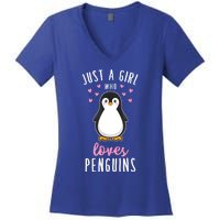 Just A Girl Who Loves Penguins Gift Cute Nature Toddlers Gift Women's V-Neck T-Shirt