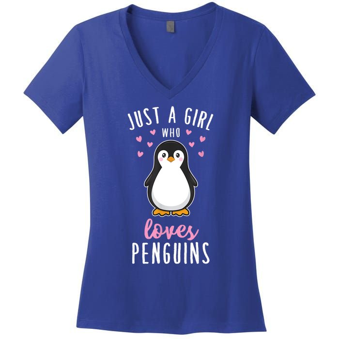 Just A Girl Who Loves Penguins Gift Cute Nature Toddlers Gift Women's V-Neck T-Shirt