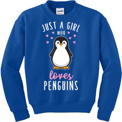 Just A Girl Who Loves Penguins Gift Cute Nature Toddlers Gift Kids Sweatshirt