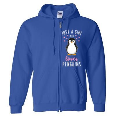 Just A Girl Who Loves Penguins Gift Cute Nature Toddlers Gift Full Zip Hoodie