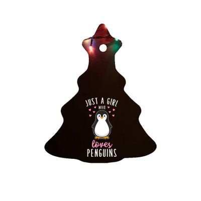 Just A Girl Who Loves Penguins Gift Cute Nature Toddlers Gift Ceramic Tree Ornament