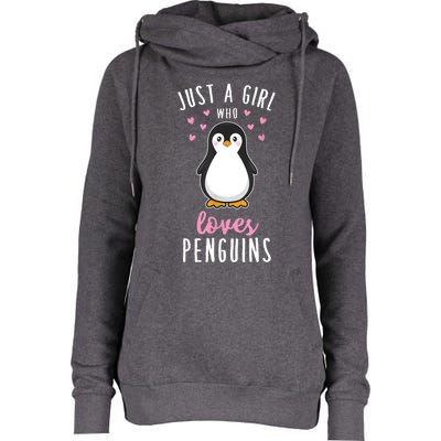 Just A Girl Who Loves Penguins Gift Cute Nature Toddlers Gift Womens Funnel Neck Pullover Hood