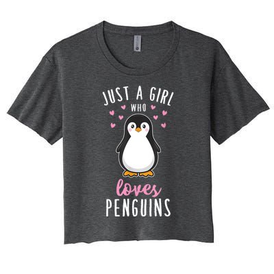 Just A Girl Who Loves Penguins Gift Cute Nature Toddlers Gift Women's Crop Top Tee