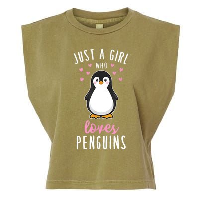 Just A Girl Who Loves Penguins Gift Cute Nature Toddlers Gift Garment-Dyed Women's Muscle Tee