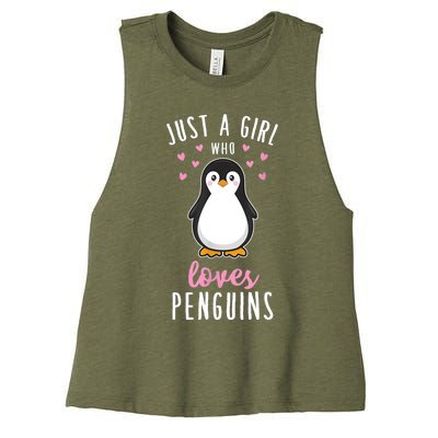 Just A Girl Who Loves Penguins Gift Cute Nature Toddlers Gift Women's Racerback Cropped Tank