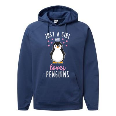 Just A Girl Who Loves Penguins Gift Cute Nature Toddlers Gift Performance Fleece Hoodie