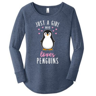 Just A Girl Who Loves Penguins Gift Cute Nature Toddlers Gift Women's Perfect Tri Tunic Long Sleeve Shirt