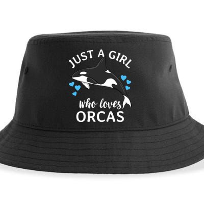 Just A Girl Who Loves Orcas Killer Whales Sea Ocean Cute Gift Sustainable Bucket Hat