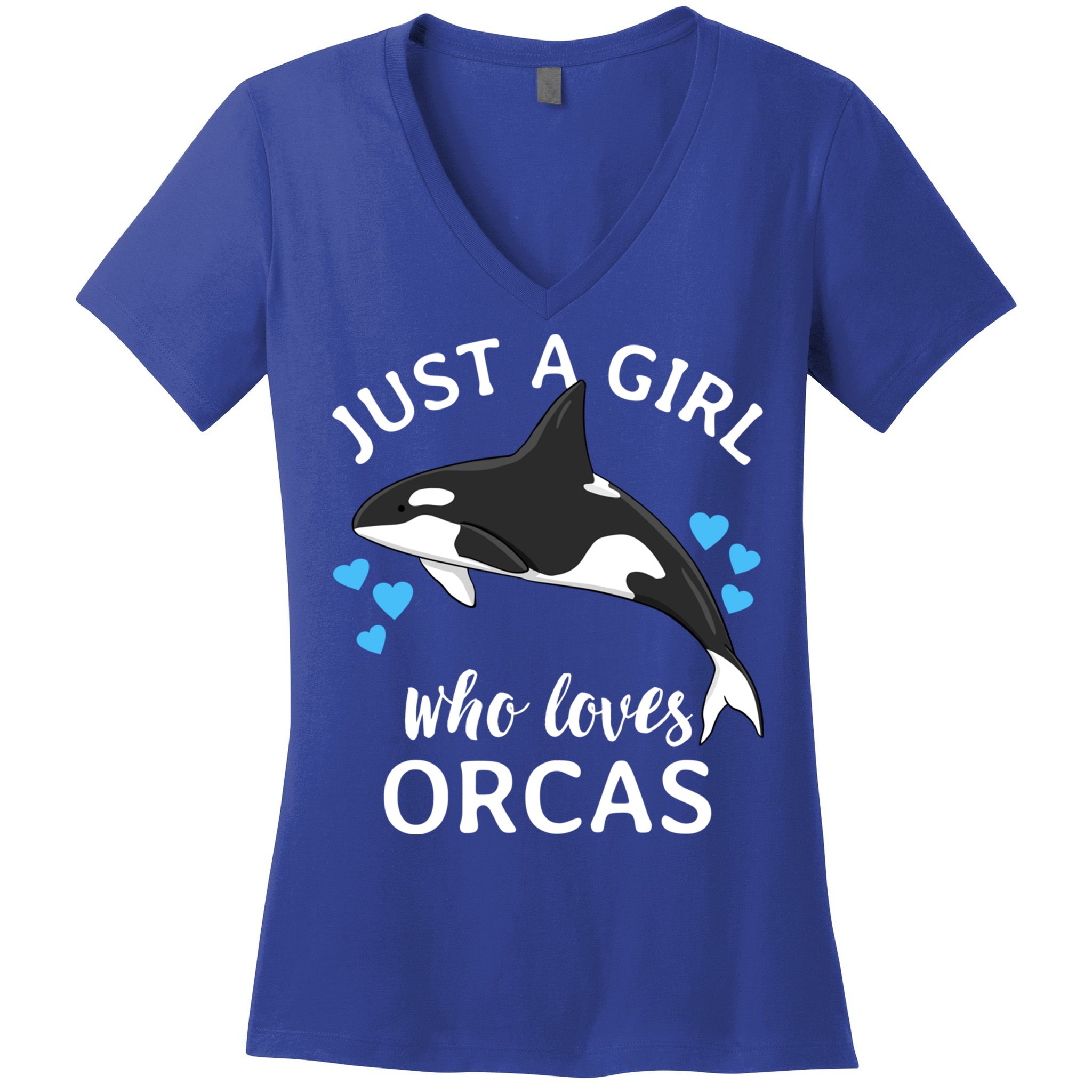 Just A Girl Who Loves Orcas Killer Whales Sea Ocean Cute Gift Women's V-Neck T-Shirt