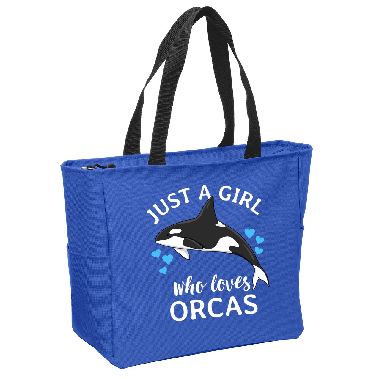 Just A Girl Who Loves Orcas Killer Whales Sea Ocean Cute Gift Zip Tote Bag