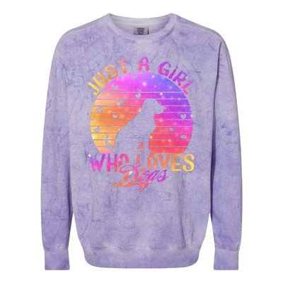 Just A Girl Who Loves Dogs Colorblast Crewneck Sweatshirt