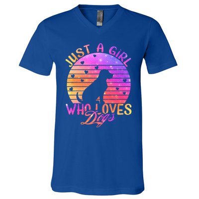 Just A Girl Who Loves Dogs V-Neck T-Shirt