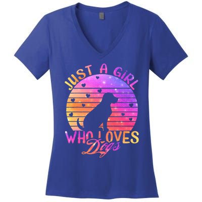 Just A Girl Who Loves Dogs Women's V-Neck T-Shirt