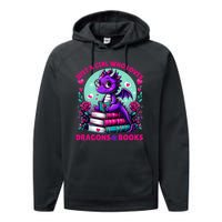 Just A Girl Who Loves Dragons And Books Dragon Reading Performance Fleece Hoodie