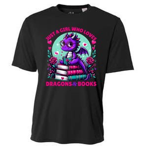 Just A Girl Who Loves Dragons And Books Dragon Reading Cooling Performance Crew T-Shirt