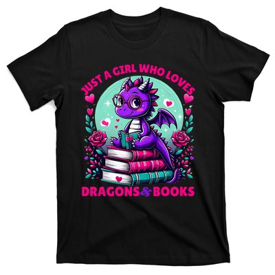 Just A Girl Who Loves Dragons And Books Dragon Reading T-Shirt