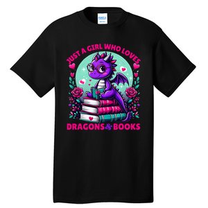 Just A Girl Who Loves Dragons And Books Dragon Reading Tall T-Shirt